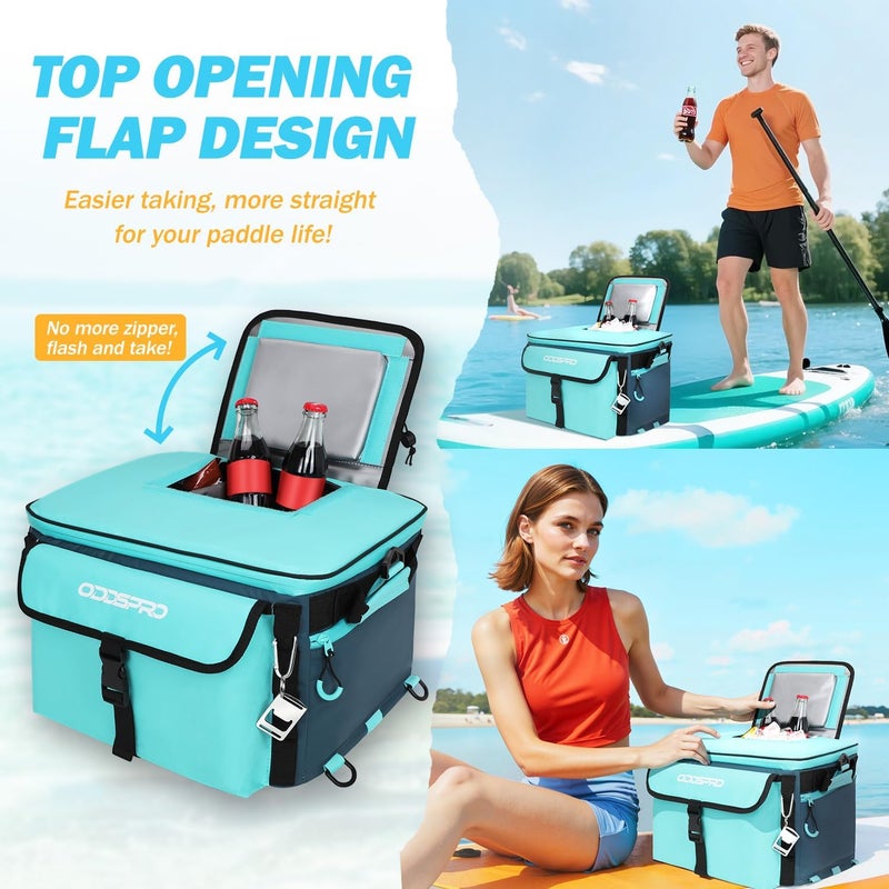 ODDSPRO 28L Paddle Board Cooler, Unique Top Opening Flap Waterproof Paddleboard Cooler, Durable PVC Material Fits 42 Cans with Bottle Opener, Paddle Board Accessories for SUP, Kayaking, Camping, Fishing - Image 3
